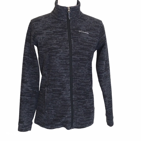 Columbia Boys Zing II Fleece Jacket Blue Gray Printed Full Zip size Large - Picture 1 of 9